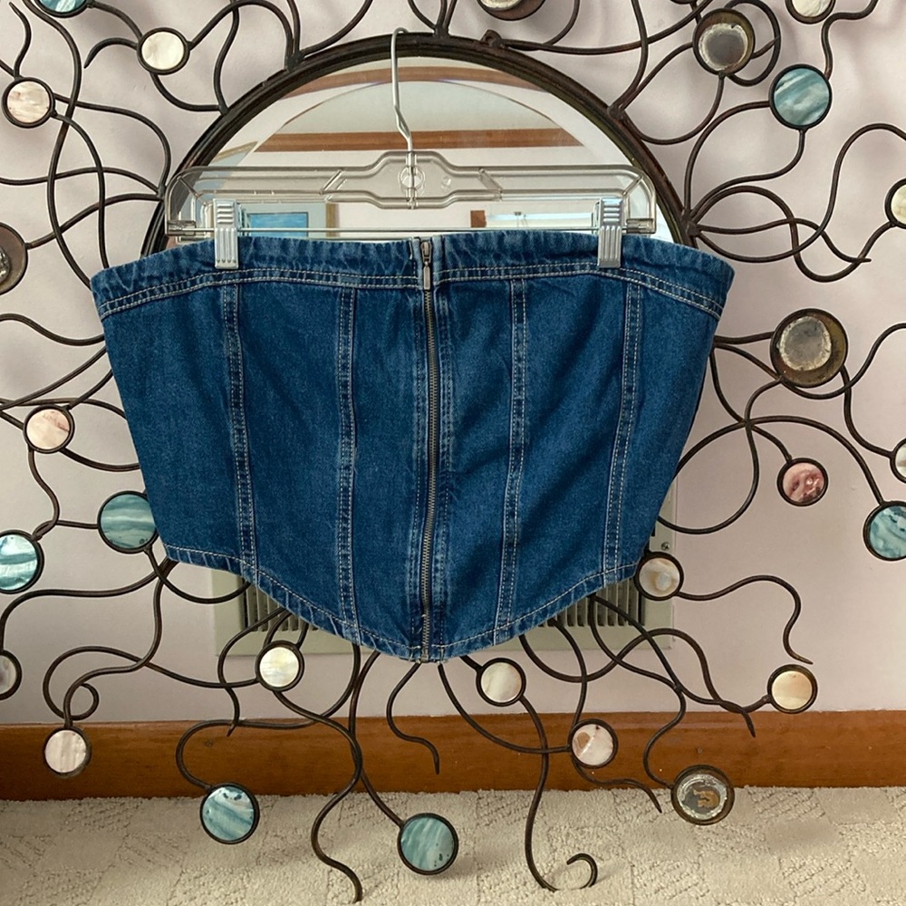 LONE STAR Denim Strapless Denim Corset Top